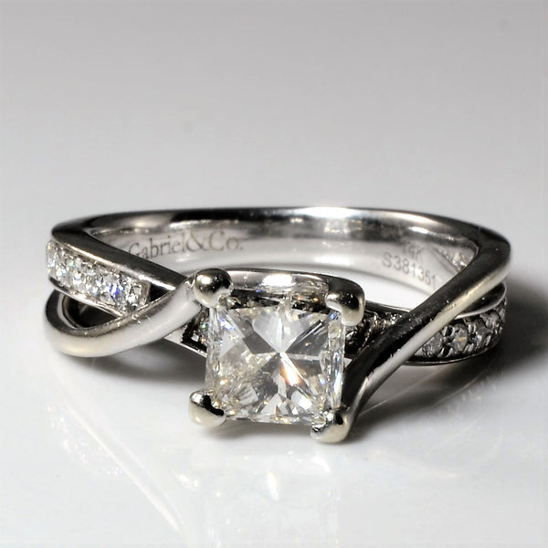 'Gabriel & Co.' Bypass Princess Diamond Engagement Ring | 1.18ctw | SZ 4.75 |