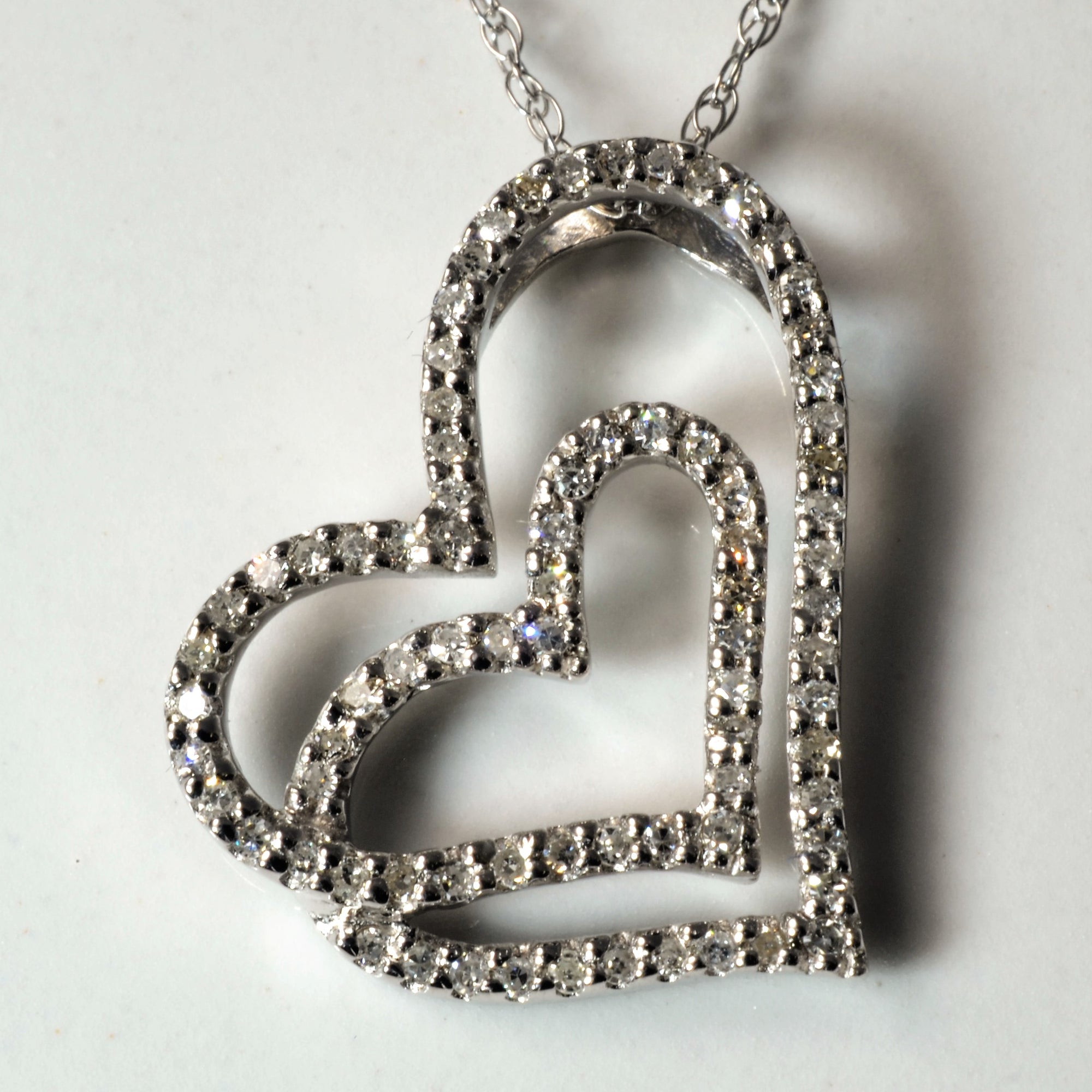 Double Heart Diamond Necklace | 0.20ctw | 16