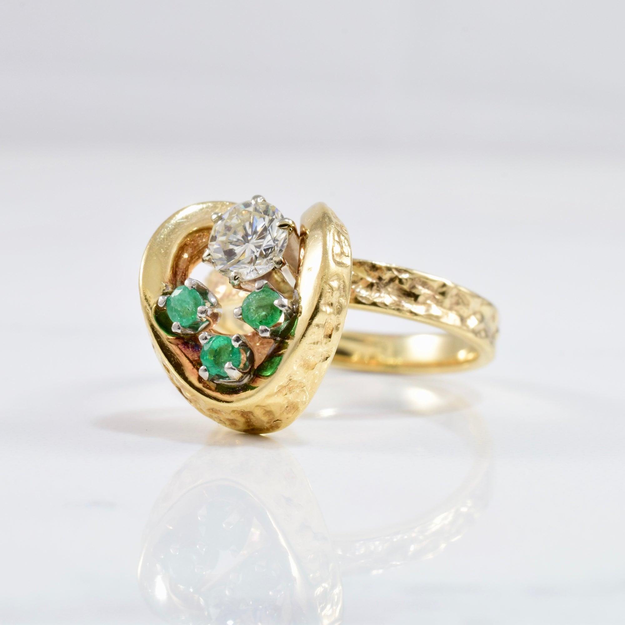 Custom Vintage Emerald & Diamond Ring | 0.35 ctw SZ 5.5 |
