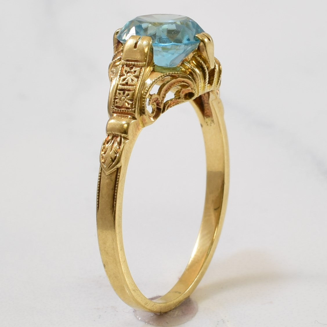 1930s Blue Zircon Ring | 2.12ct | SZ 7 |