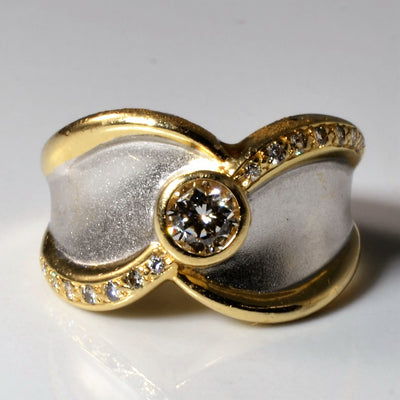 Bezel Set Two Tone Diamond Ring | 0.44ctw | SZ 6 |