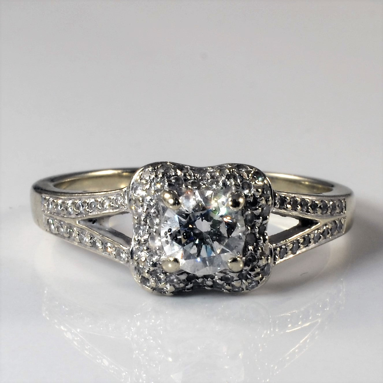Split Shank Halo Diamond Engagement Ring | 0.61ctw | SZ 7.25 |