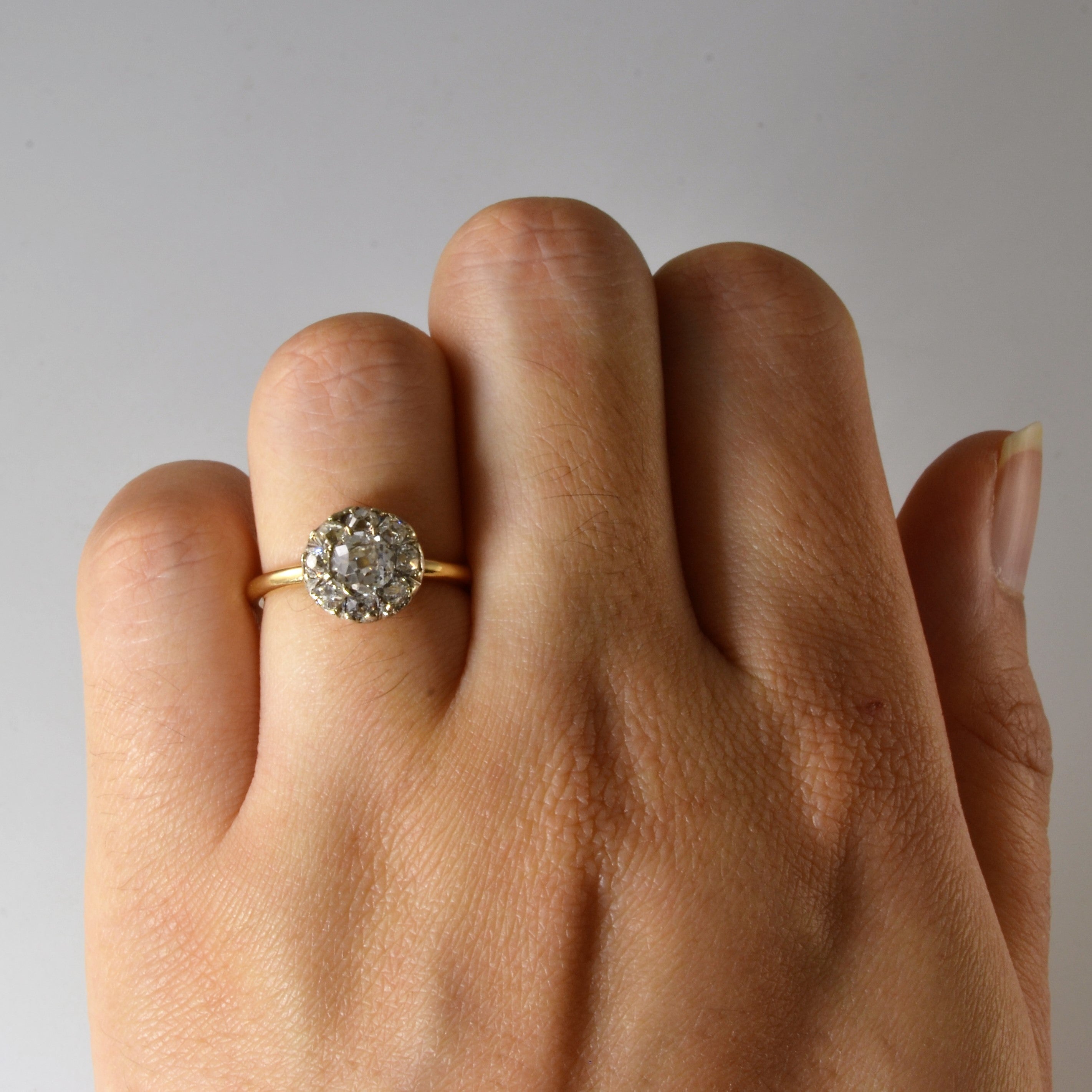 Old Mine Cut Diamond Halo Ring | 0.96ctw | SZ 5.25 |