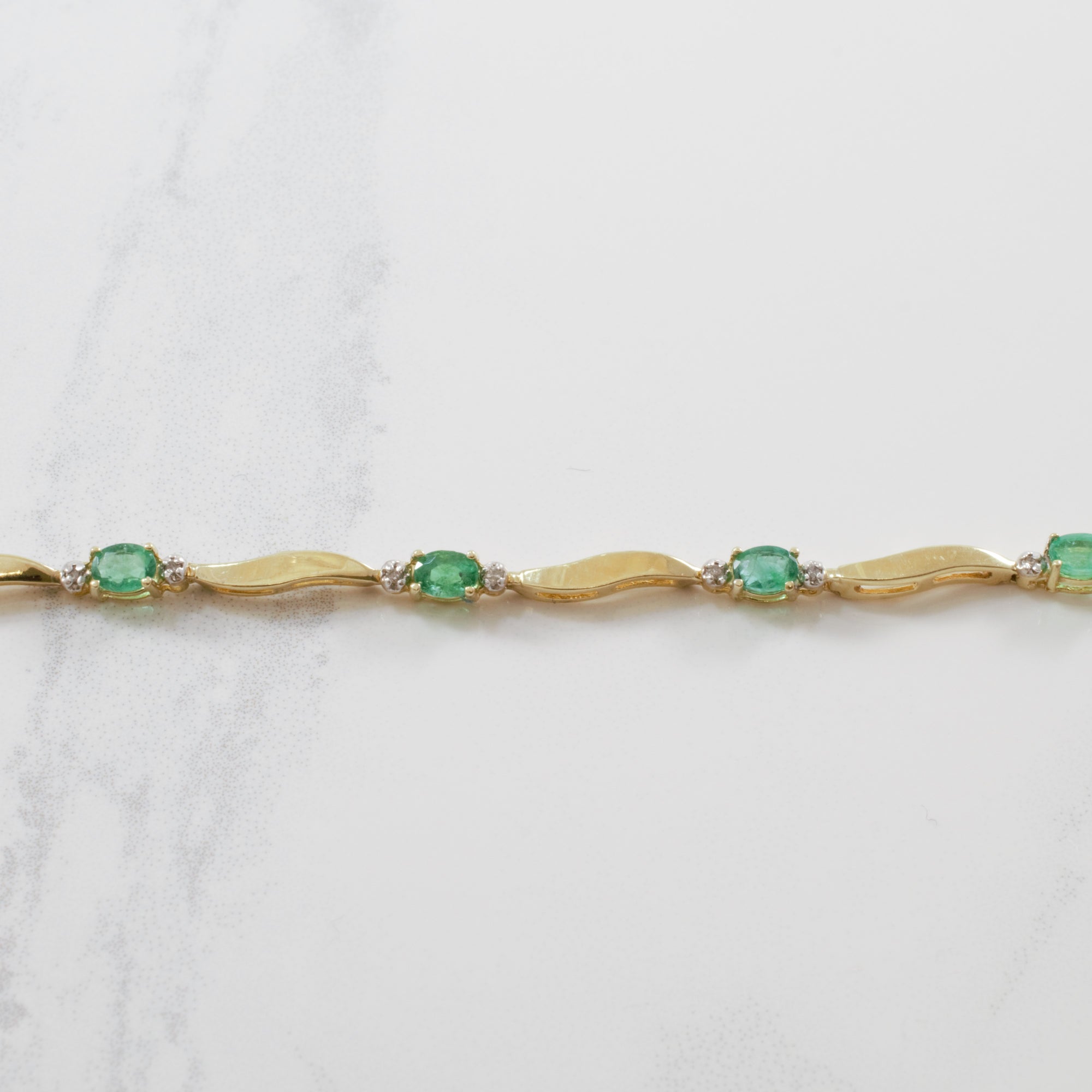 Diamond & Emerald Link Bracelet | 0.05ctw, 1.26ctw | 7