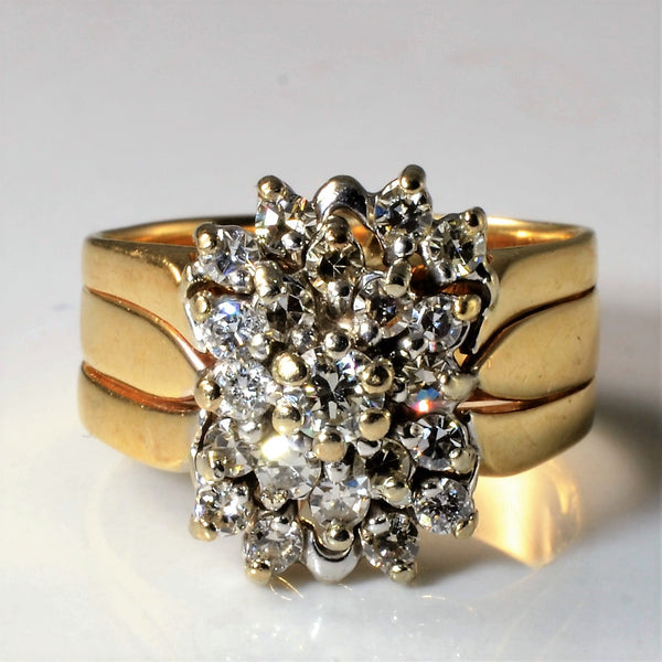 Soldered Cluster Diamond Wedding Set | 0.74ctw | SZ 6 |