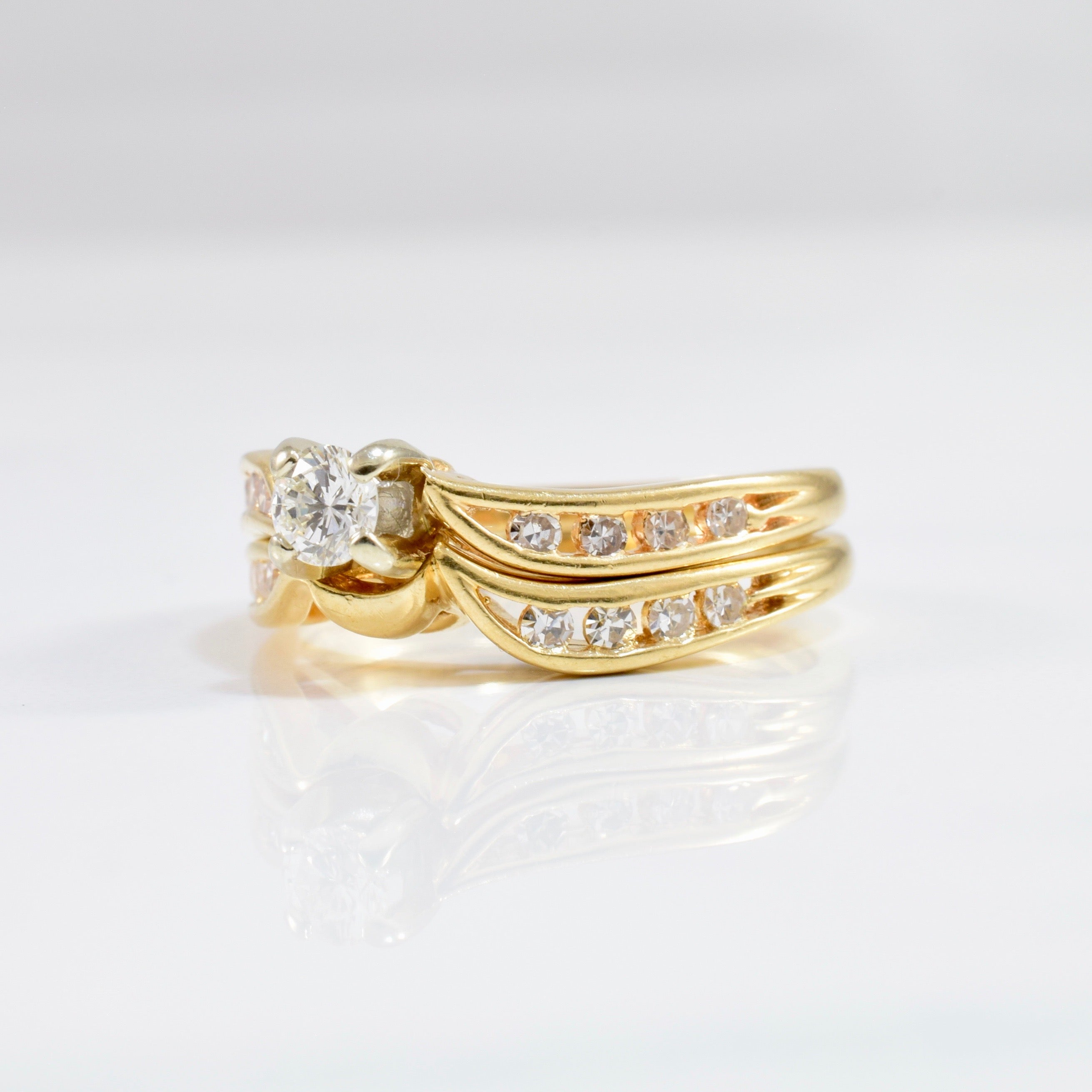 Bypass Diamond Wedding Set | 0.37 ctw SZ 5.25 |