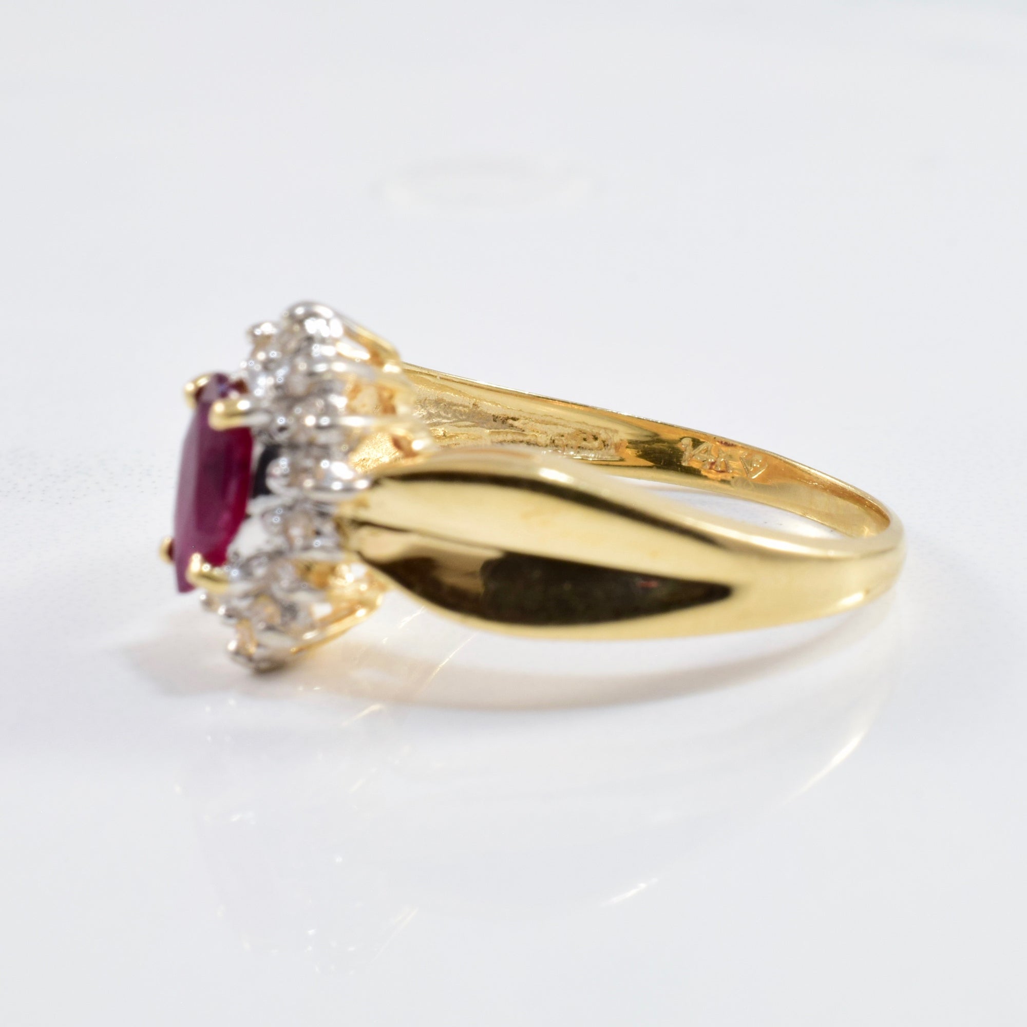 Marquise Ruby Diamond Halo Ring | 0.07ctw, 0.40ct | SZ 7 |