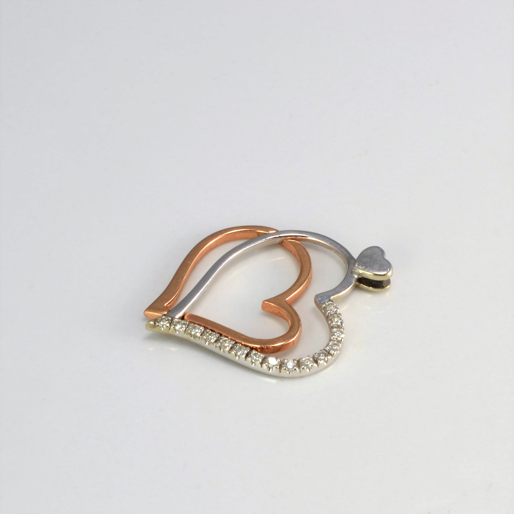 Two Tone Gold Heart Diamond Pendant | 0.08 ctw |