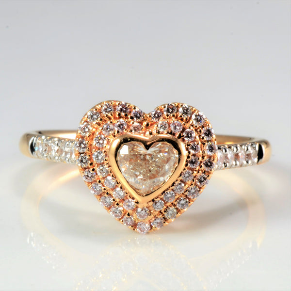 Diamond Halo Heart Design Engagement Ring | 0.50 ctw, SZ 6.5 |