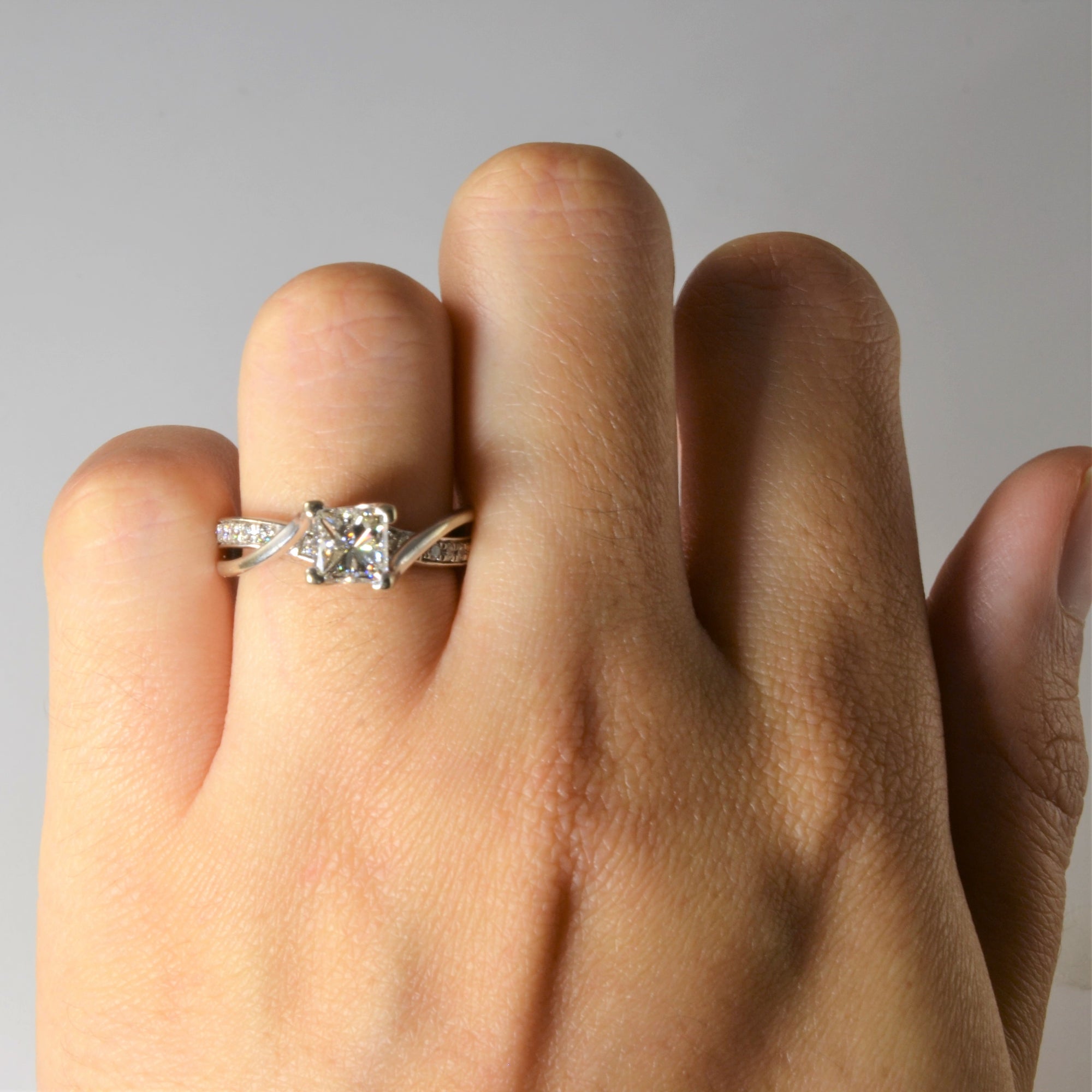 Gabriel & Co.' Bypass Princess Diamond Engagement Ring | 1.18ctw | SZ 4.75 |