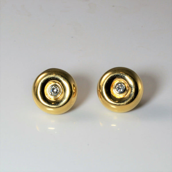 Bezel Set Diamond Button Stud Earrings | 0.20ctw |
