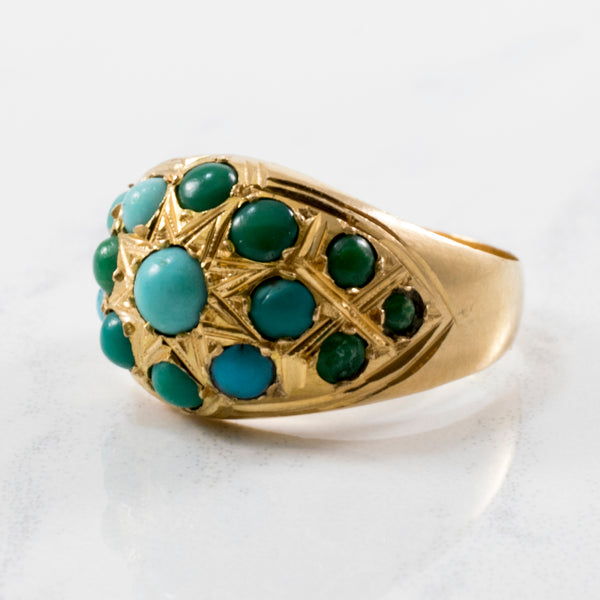 Early Mid Century Egyptian Turquoise & Gold Ring | 1.00ctw | SZ 6.25 |