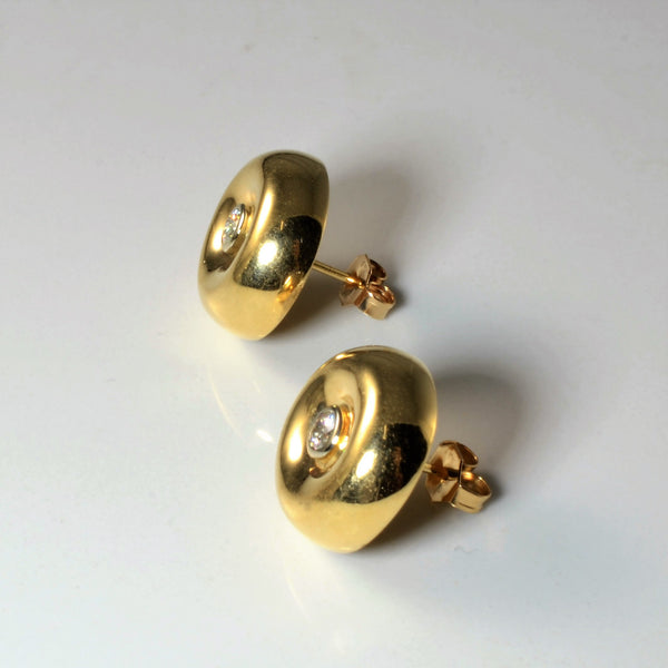Bezel Set Diamond Button Stud Earrings | 0.20ctw |