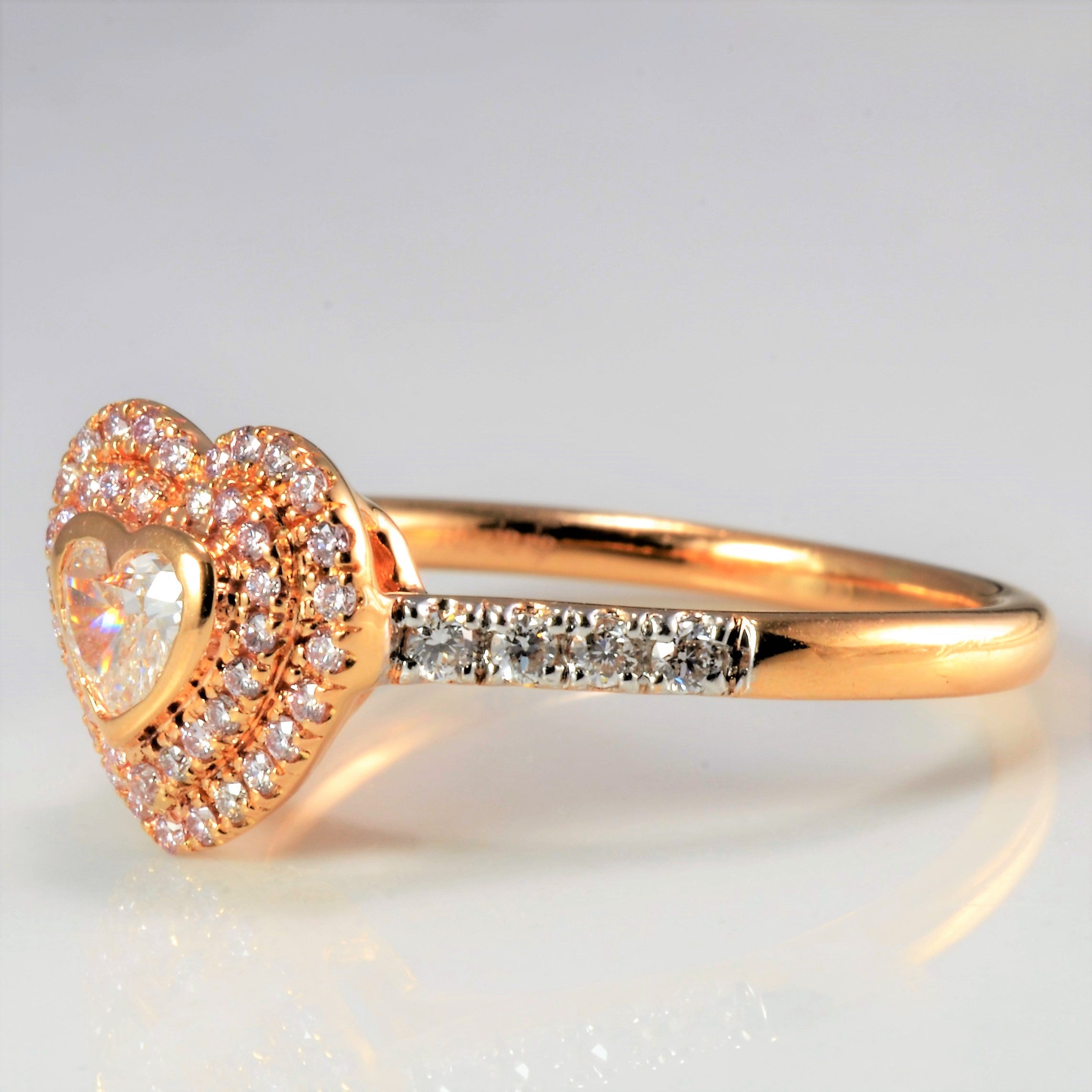 Diamond Halo Heart  Ring | 0.50 ctw, SZ 6.5 |