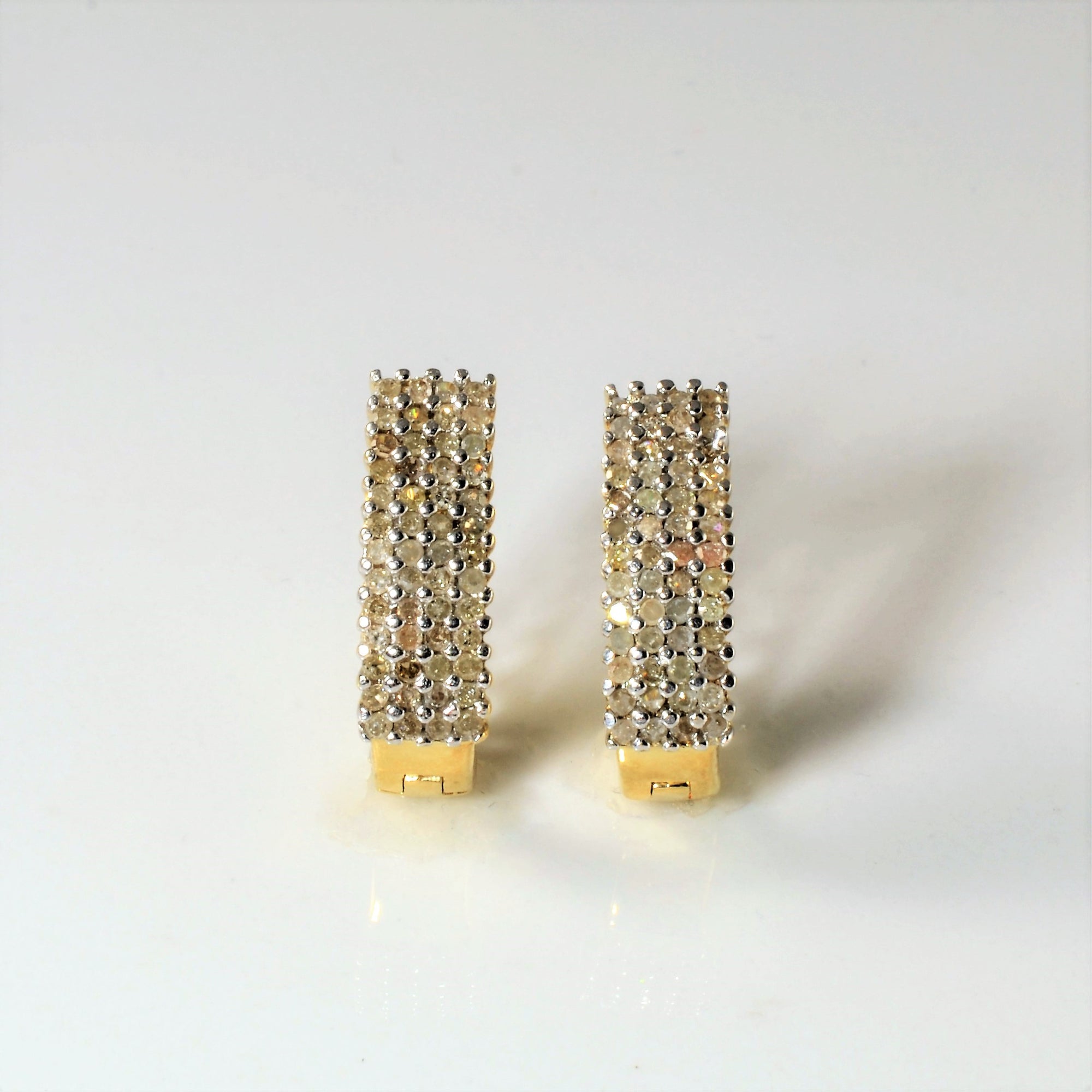 Cluster Set Diamond Huggie Earrings | 0.52ctw |