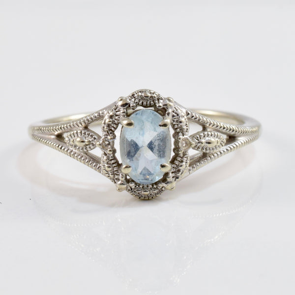 Delicate Aquamarine and Diamond Ring | 0.01 ctw SZ 7 |