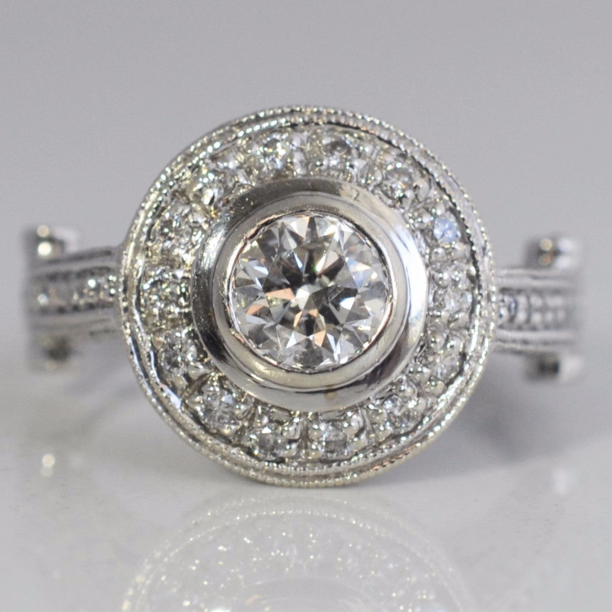 Bezel Set Milgrain Detailed Engagement Ring | 1.10 ctw, SZ 6.25 |
