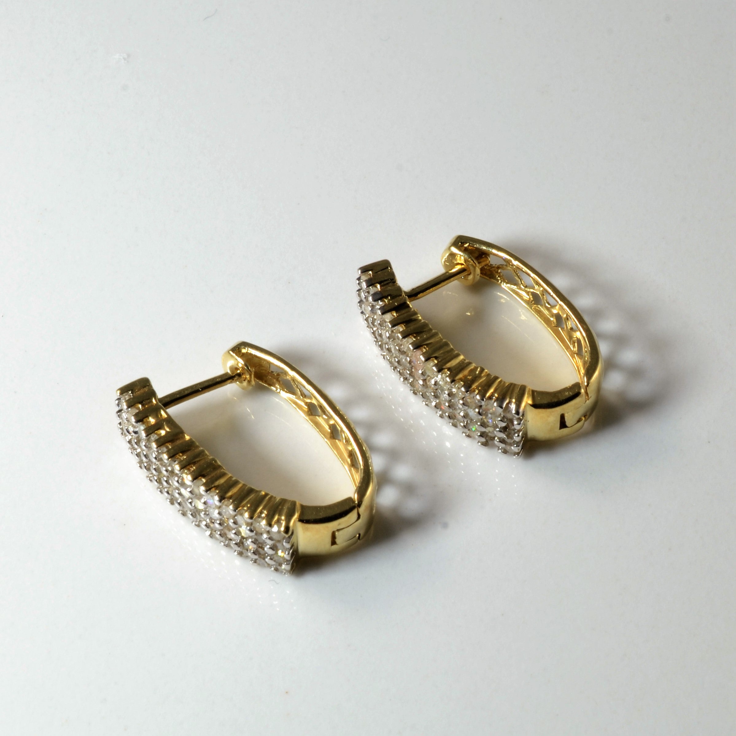 Cluster Set Diamond Huggie Earrings | 0.52ctw |
