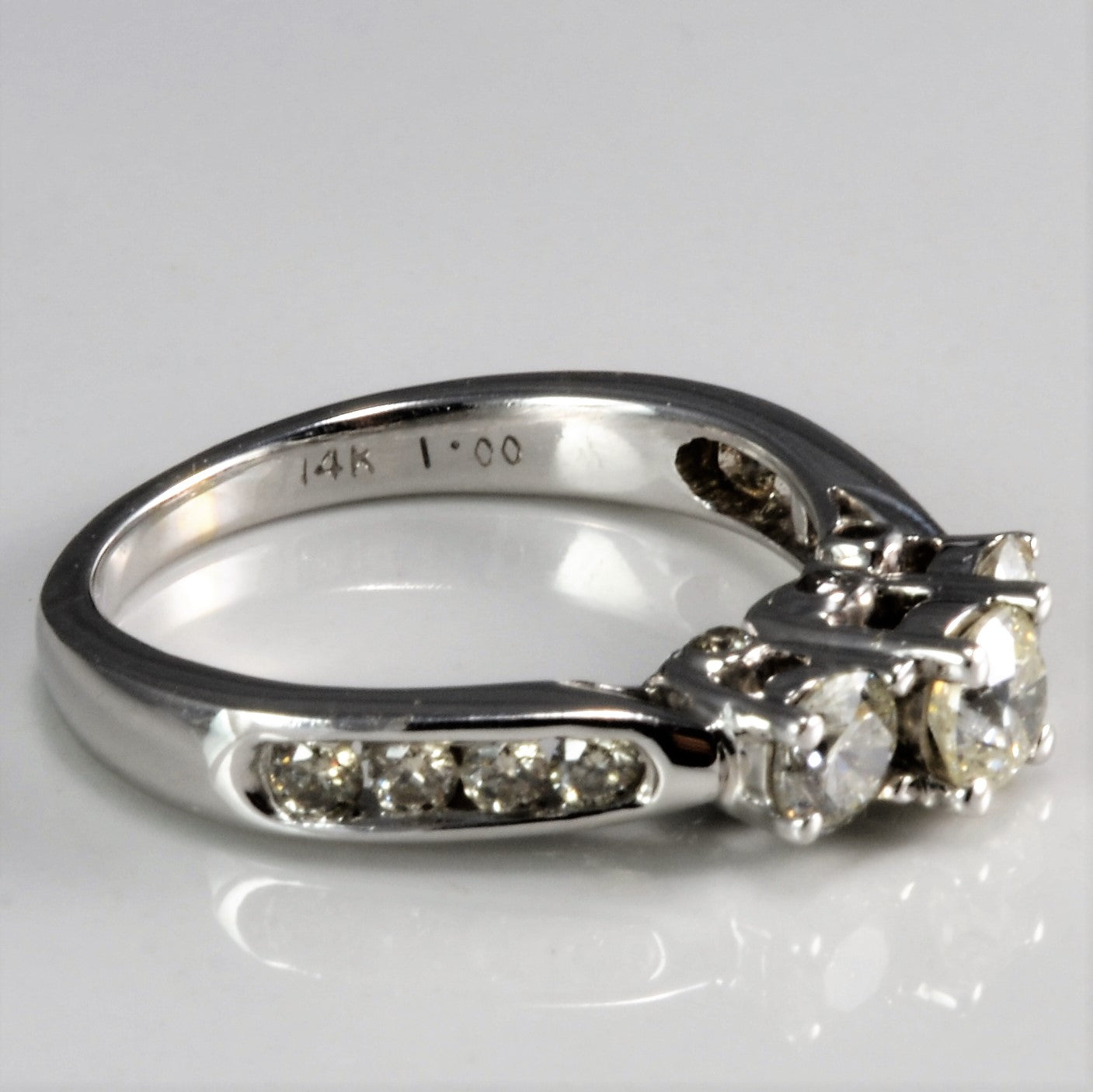 Three Stone & Accented Diamond Engagement Ring | 0.85 ctw, SZ 5.5 |