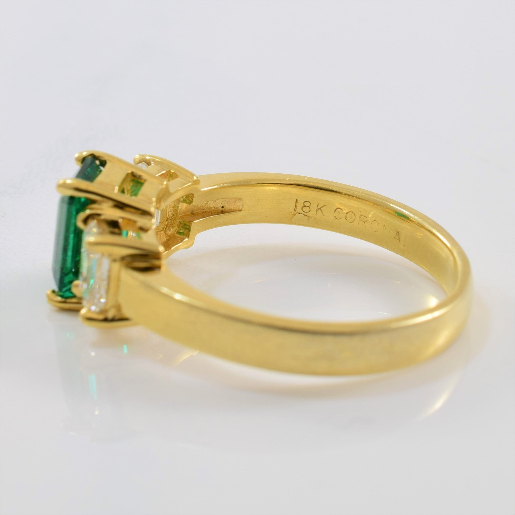 Emerald & Diamond Three Stone Ring | 0.90ctw, 1.50ct | SZ 8 |