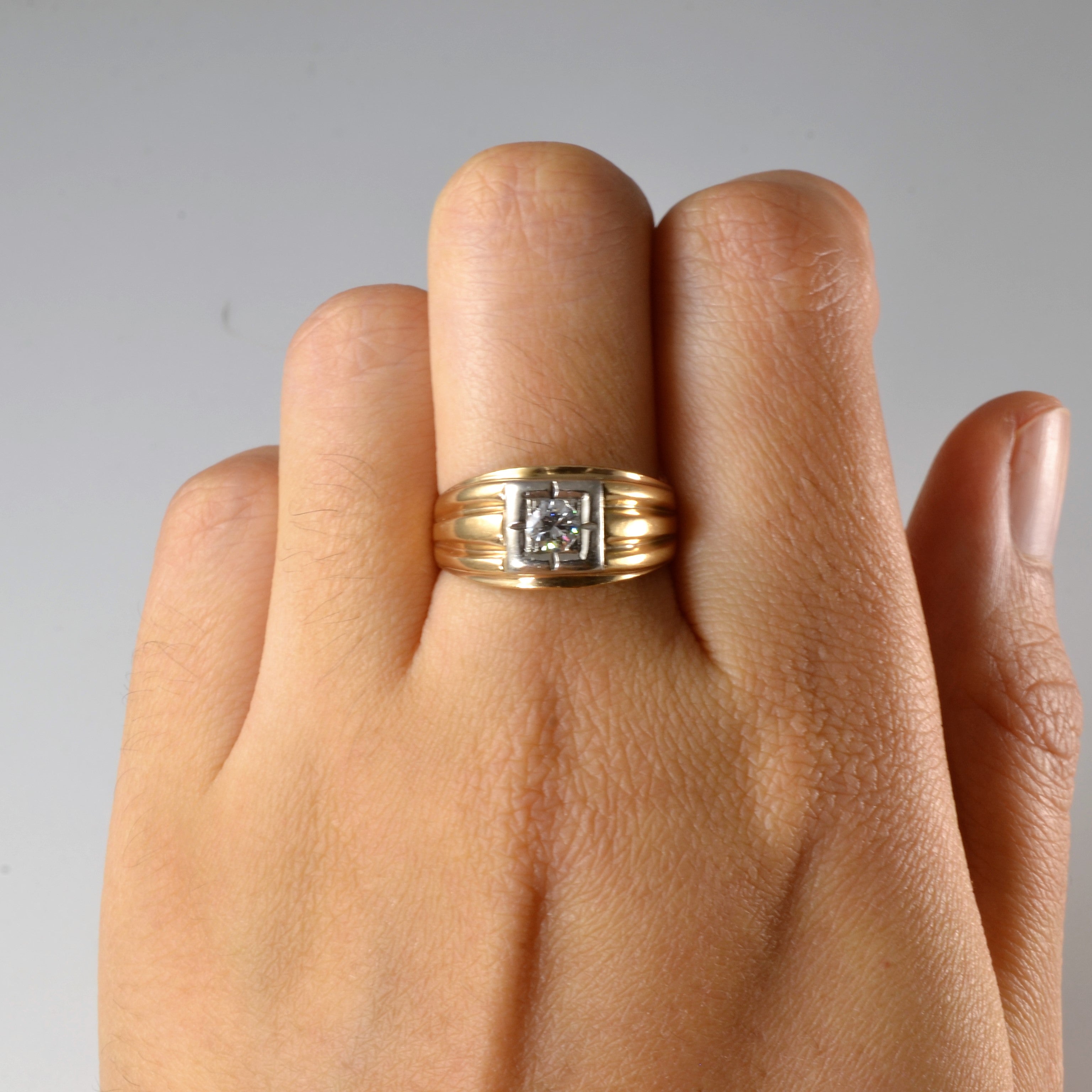 Grooved Solitaire Diamond Ring | 0.26ct | SZ 7.5 |