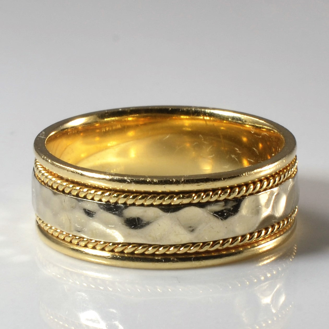 Hammered Two Tone Gold Wedding Band | SZ 10 |