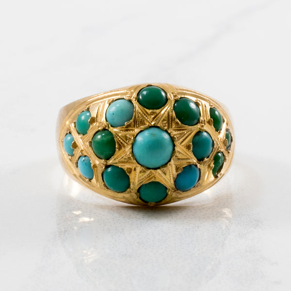 Early Mid Century Egyptian Turquoise & Gold Ring | 1.00ctw | SZ 6.25 |