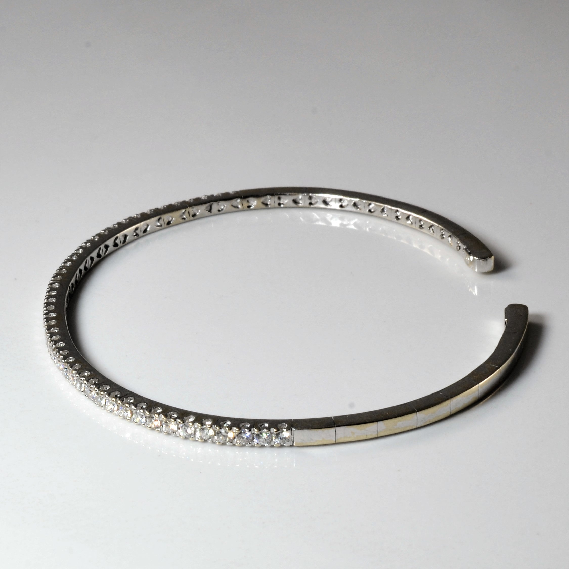 Pave Diamond Bangle Bracelet | 0.88ctw | 7"|