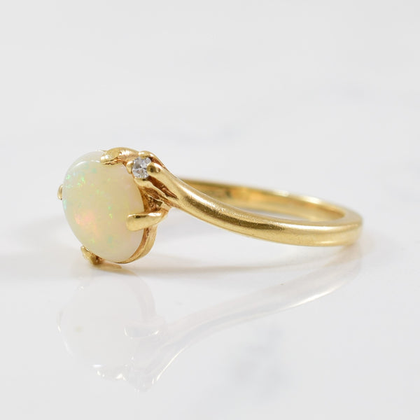 Delicate Opal & Diamond Ring | 0.01ct, 0.46ct | SZ 6 |