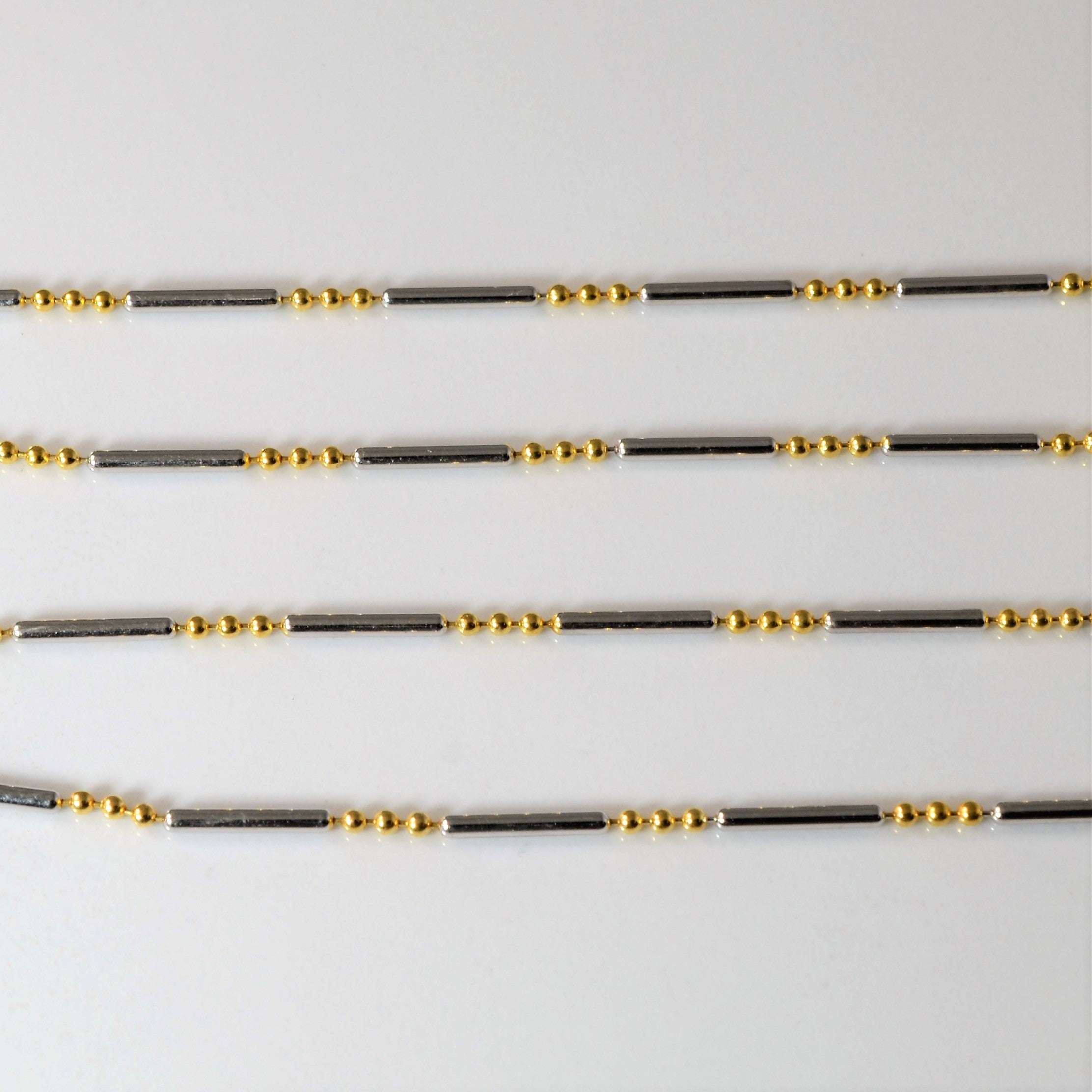18k Two Tone Bar & Bead Chain | 23" |