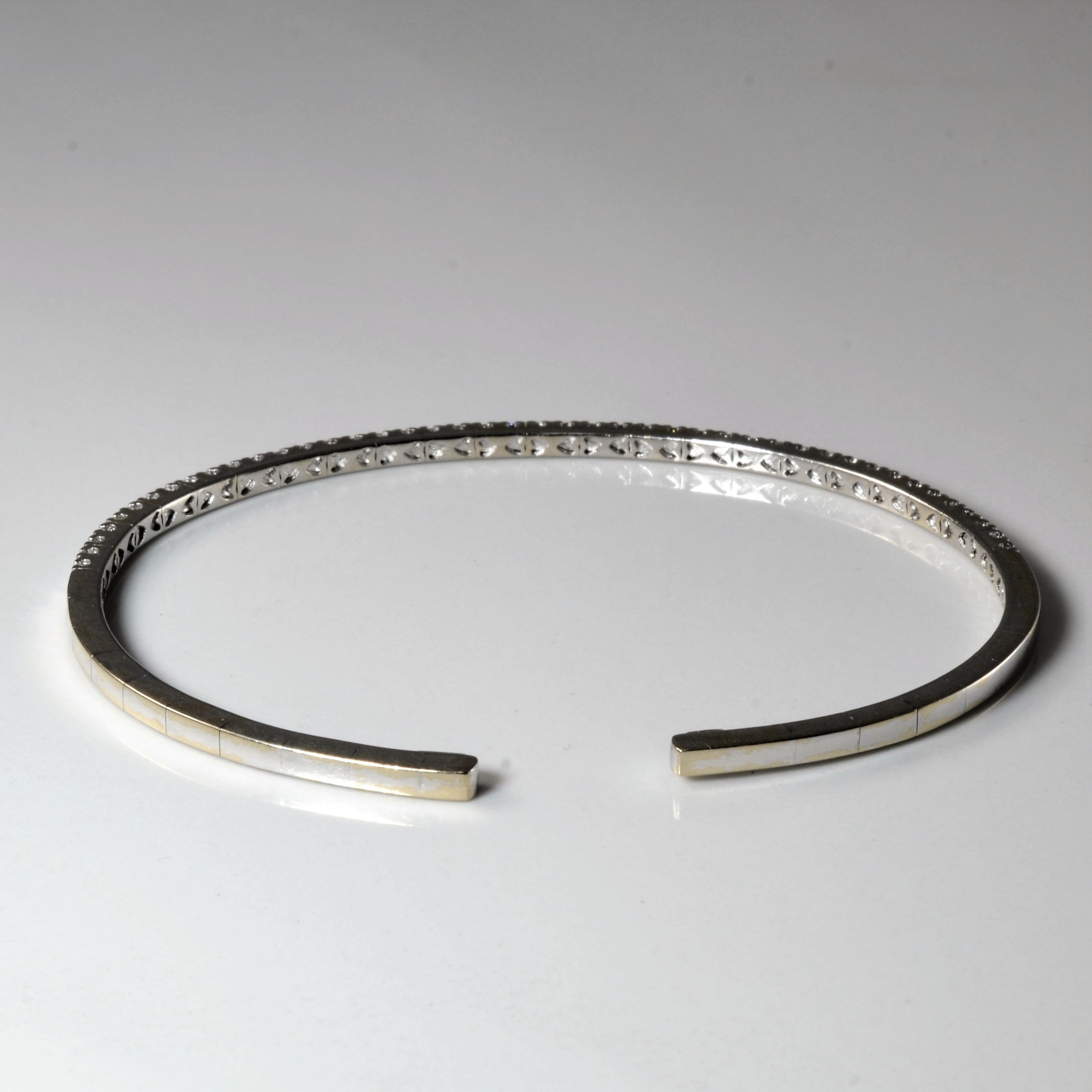 Pave Diamond Bangle Bracelet | 0.88ctw | 7"|