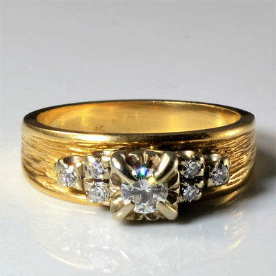 Wood Grain Textured Diamond Ring | 0.24ctw | SZ 6.25 |