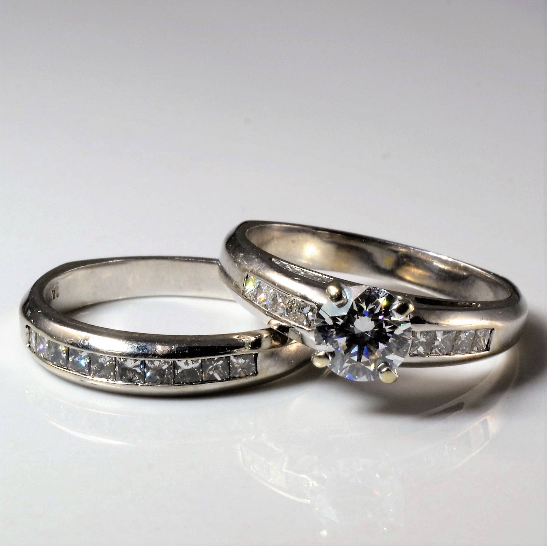 European Shank Channel Detailed Diamond Wedding Set | 1.29ctw | SZ 7.5 |