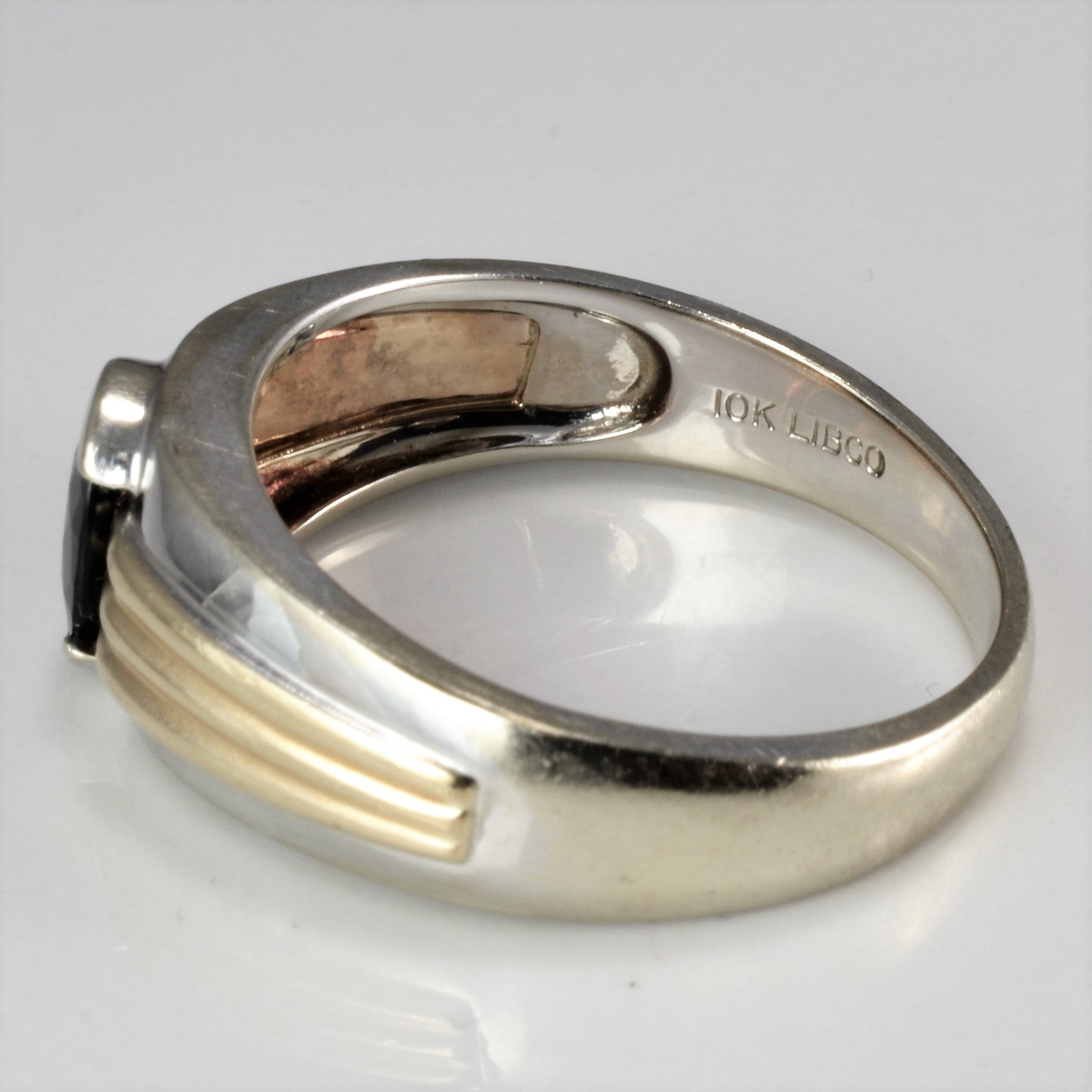 Semi Bezel Sapphire Two Tone Gold Men's Ring | SZ 9.75 |