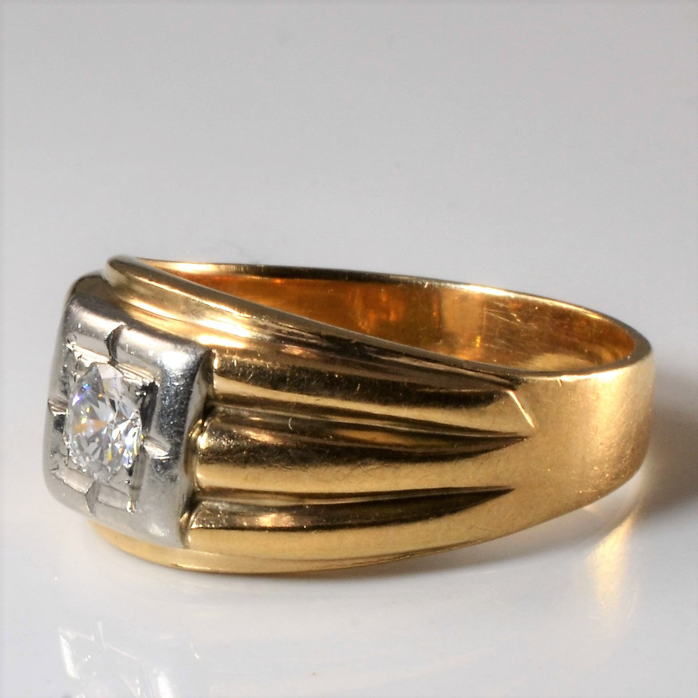 Grooved Solitaire Diamond Ring | 0.26ct | SZ 7.5 |