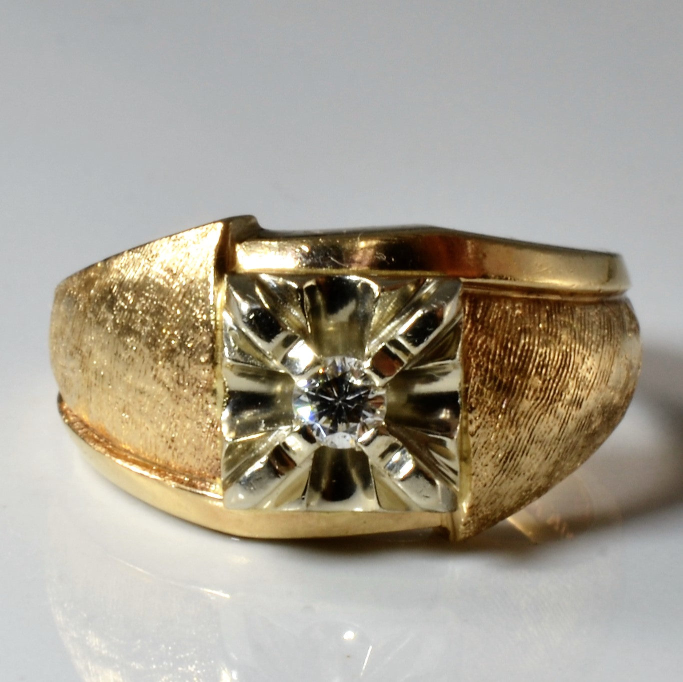 Claw Set Diamond Brushed Ring | 0.13ct | SZ 8.75 |
