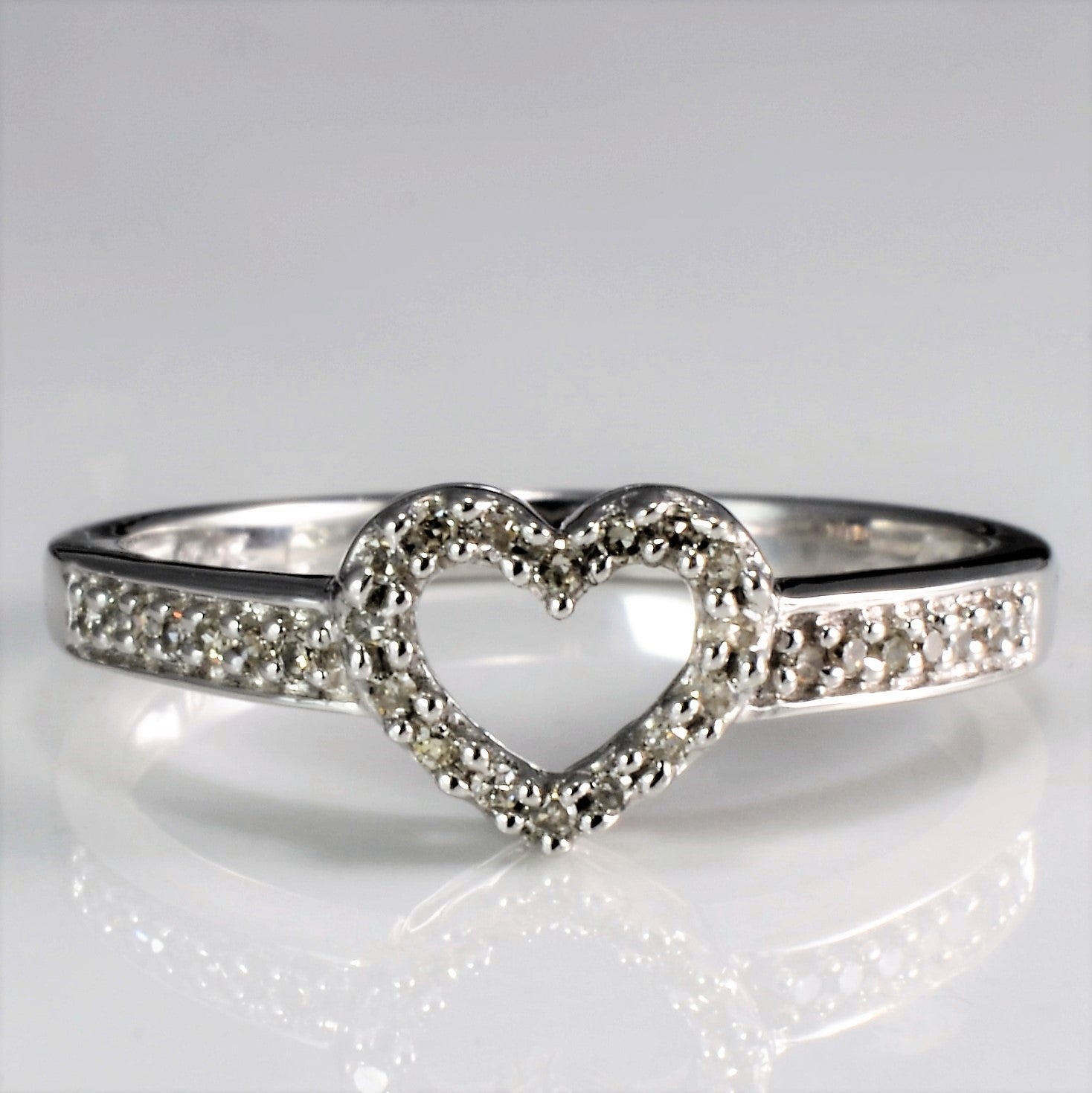 Pave Diamond Heart Shape Promise Ring | 0.15 ctw, SZ 7 |