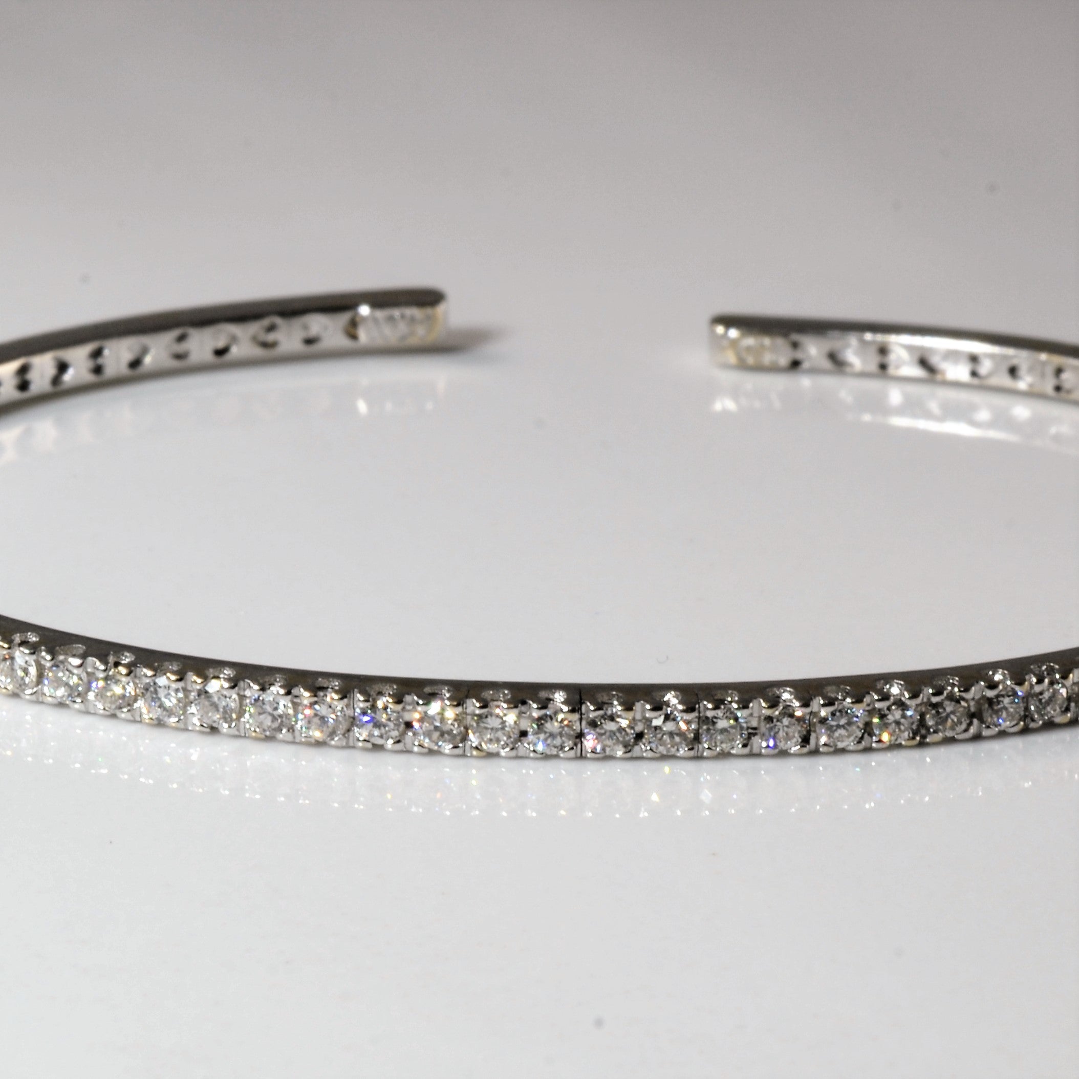 Pave Diamond Bangle Bracelet | 0.88ctw | 7"|