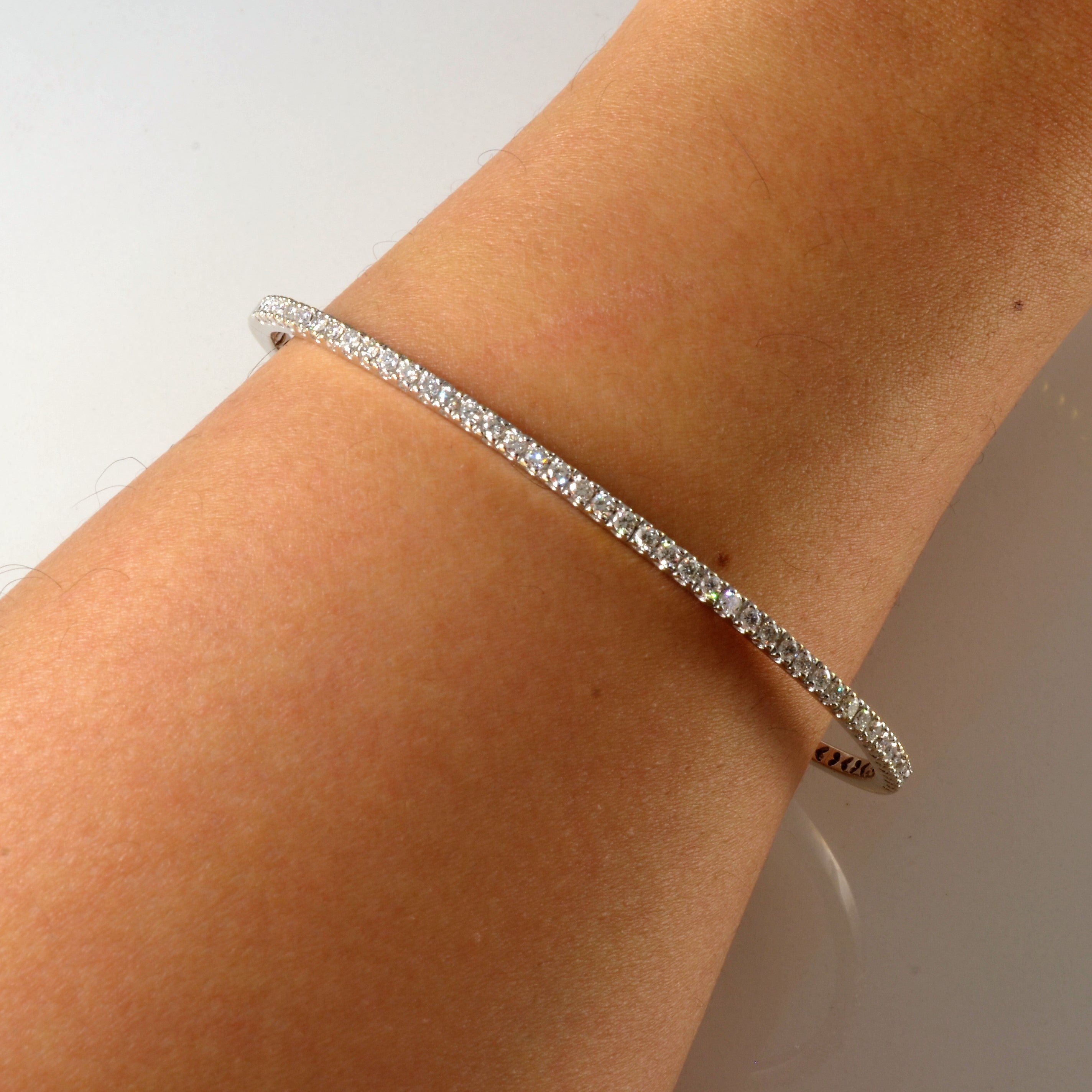 Pave Diamond Bangle Bracelet | 0.88ctw | 7"|