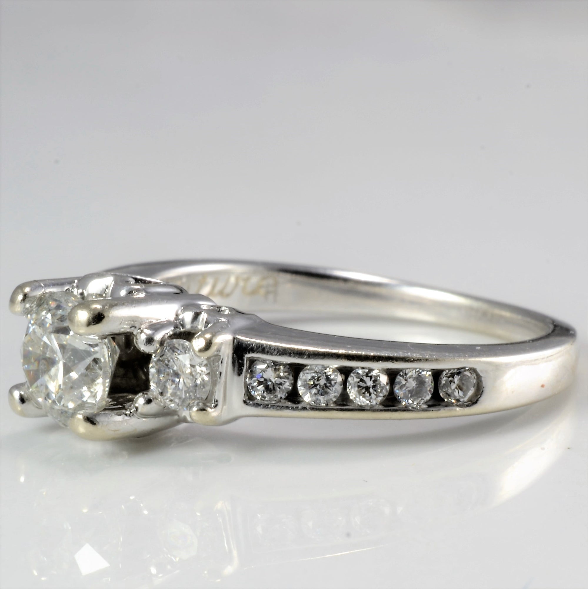 Three Stone Diamond with Accents Engagement Ring | 0.85 ctw, SZ 6.25 |