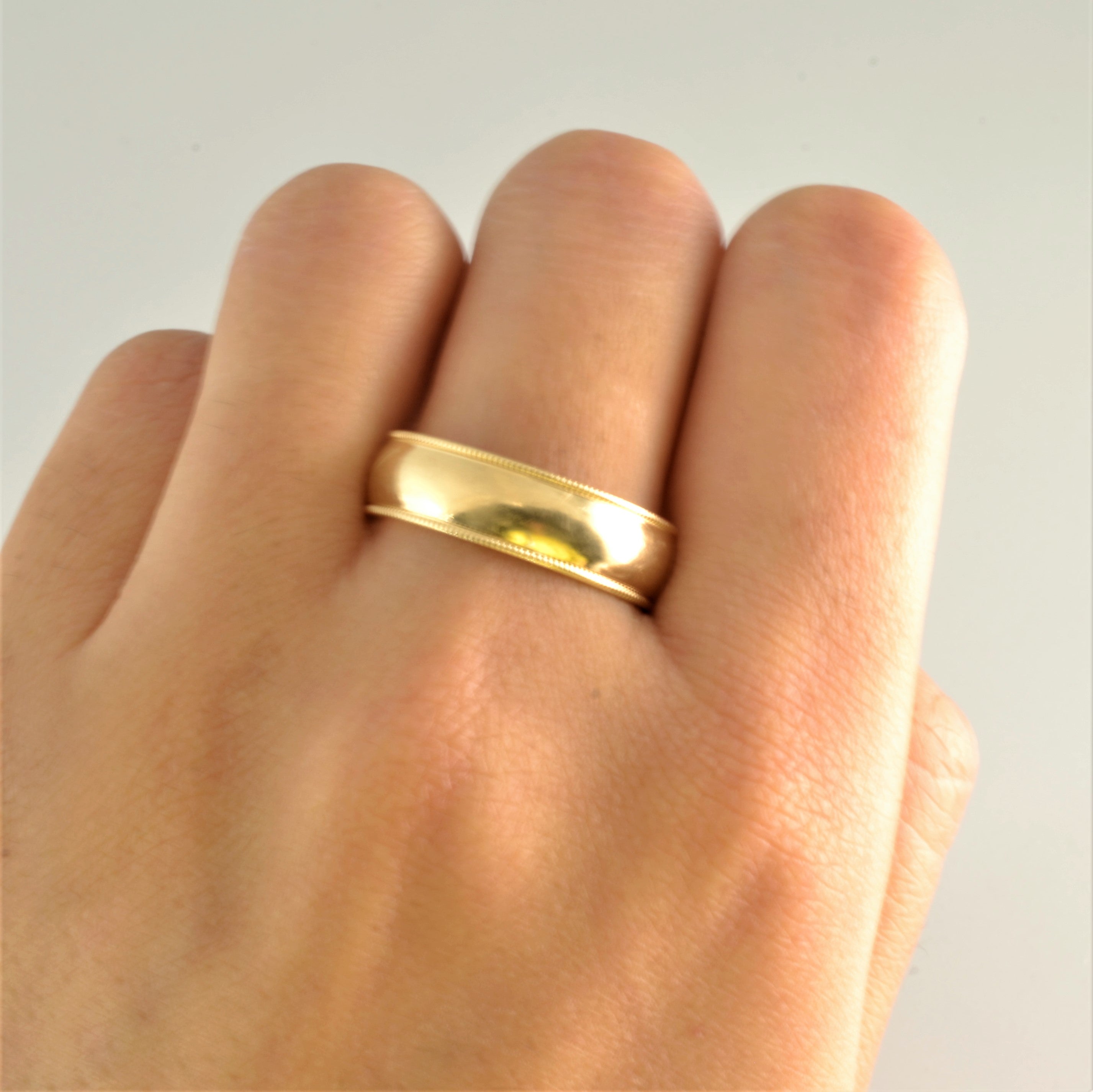 Milgrain Detailed Gold Wedding Band | SZ 9.75 |