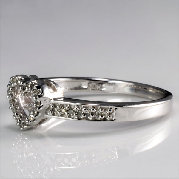 Pave Diamond Heart Shape Promise Ring | 0.15 ctw, SZ 7 |