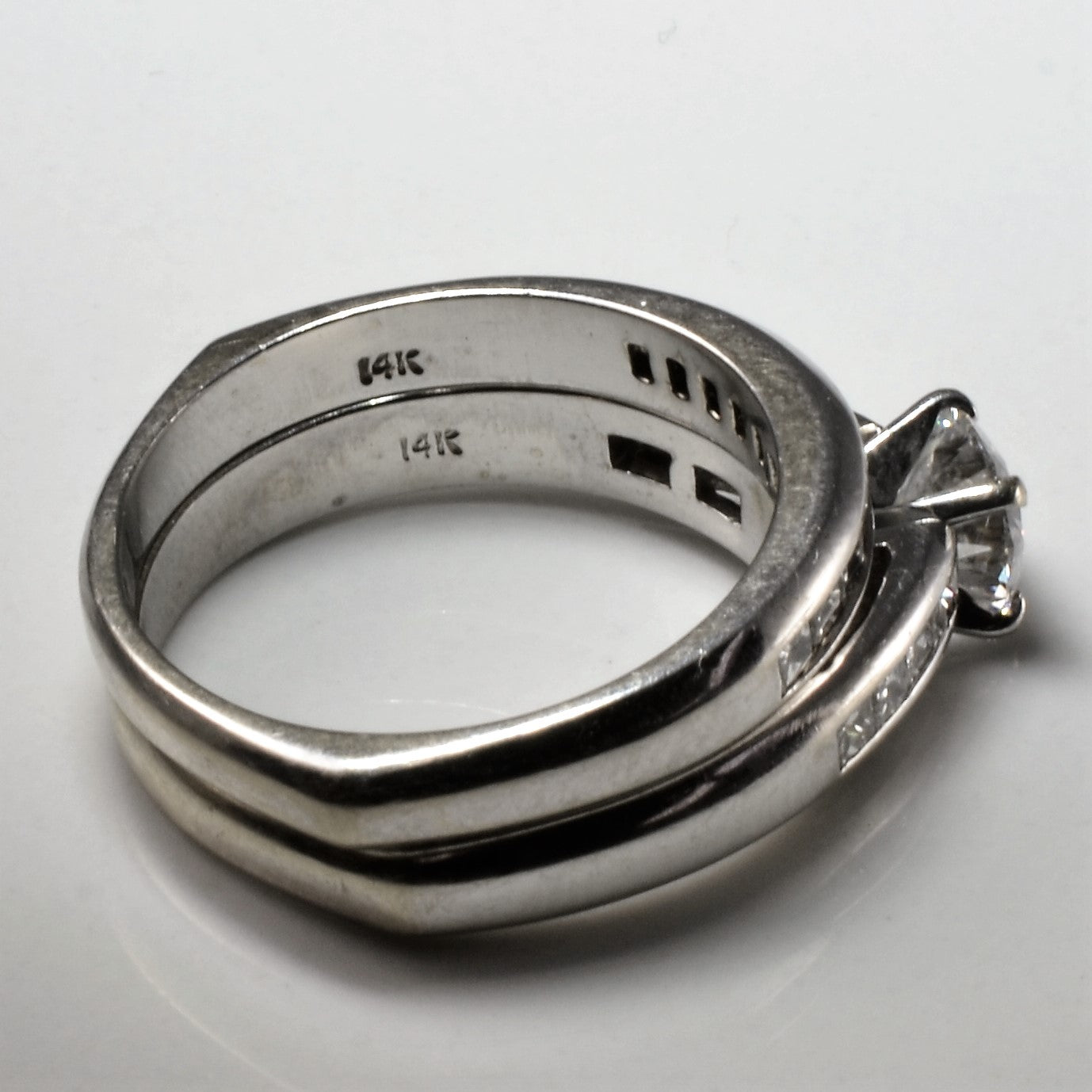 European Shank Channel Detailed Diamond Wedding Set | 1.29ctw | SZ 7.5 |