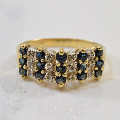 Diamond & Sapphire Tapered Chevron Ring | 0.68ctw, 0.05ctw | SZ 6 |