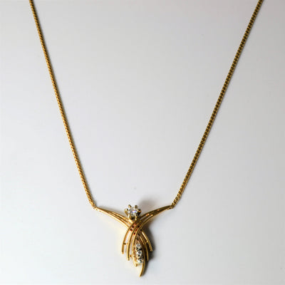 Prong Set Diamond Crossover Necklace | 0.22ctw | 16