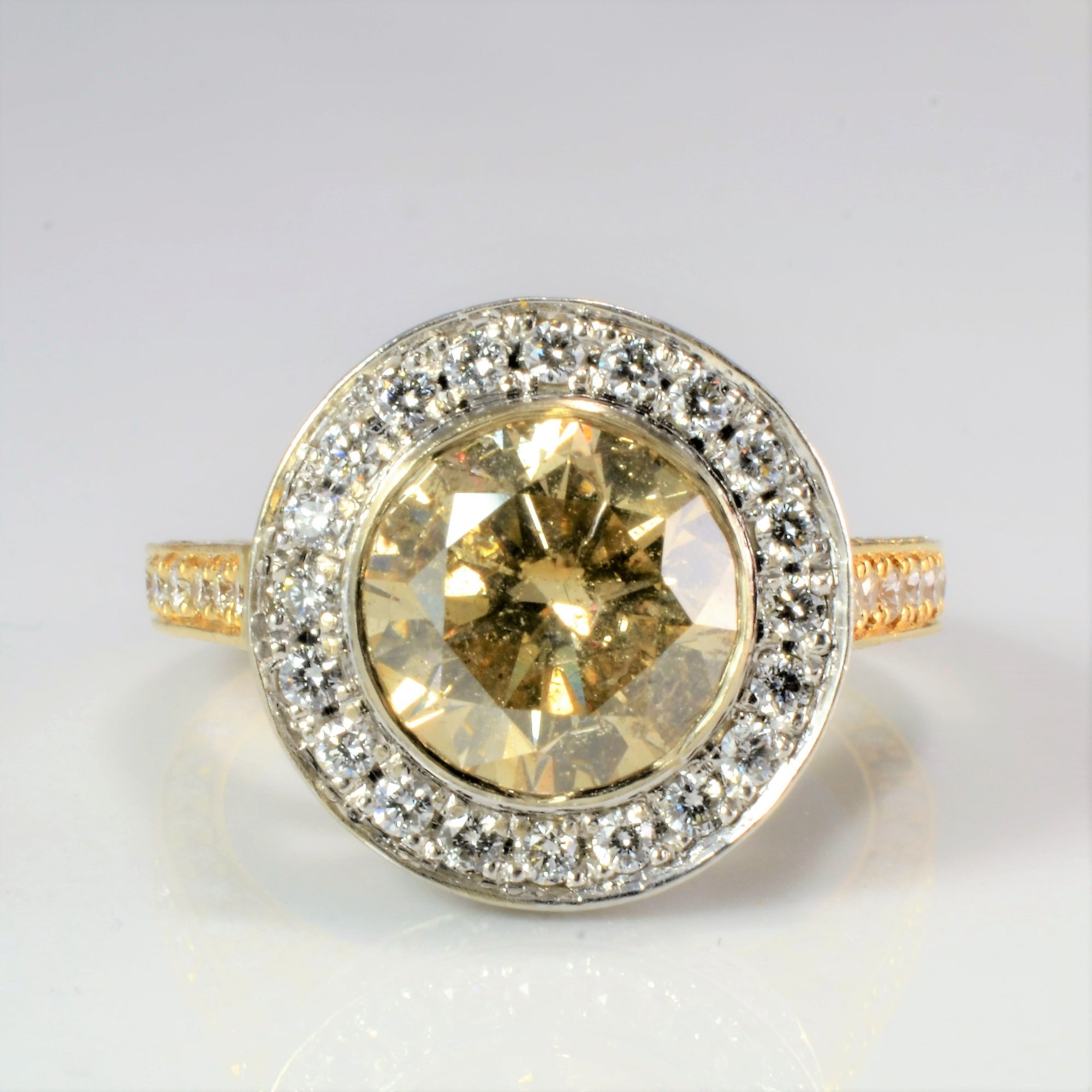 Cathedral Champagne Diamond Halo Engagement Ring | 3.80 ctw | SZ 6.75 |