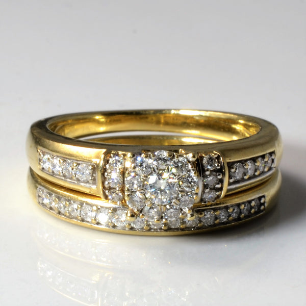 Cluster Diamond Wedding Ring Set | 0.33ctw | SZ 5.5 |