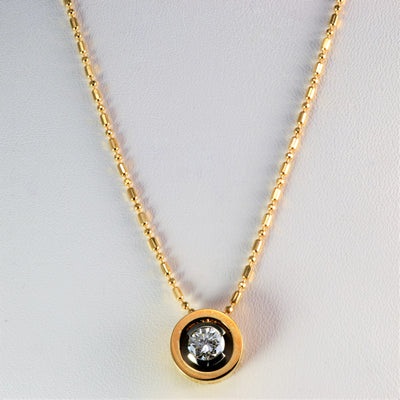 Bezel Set Solitaire Diamond Pendant Beaded Necklace | 0.58 ct, 18''|