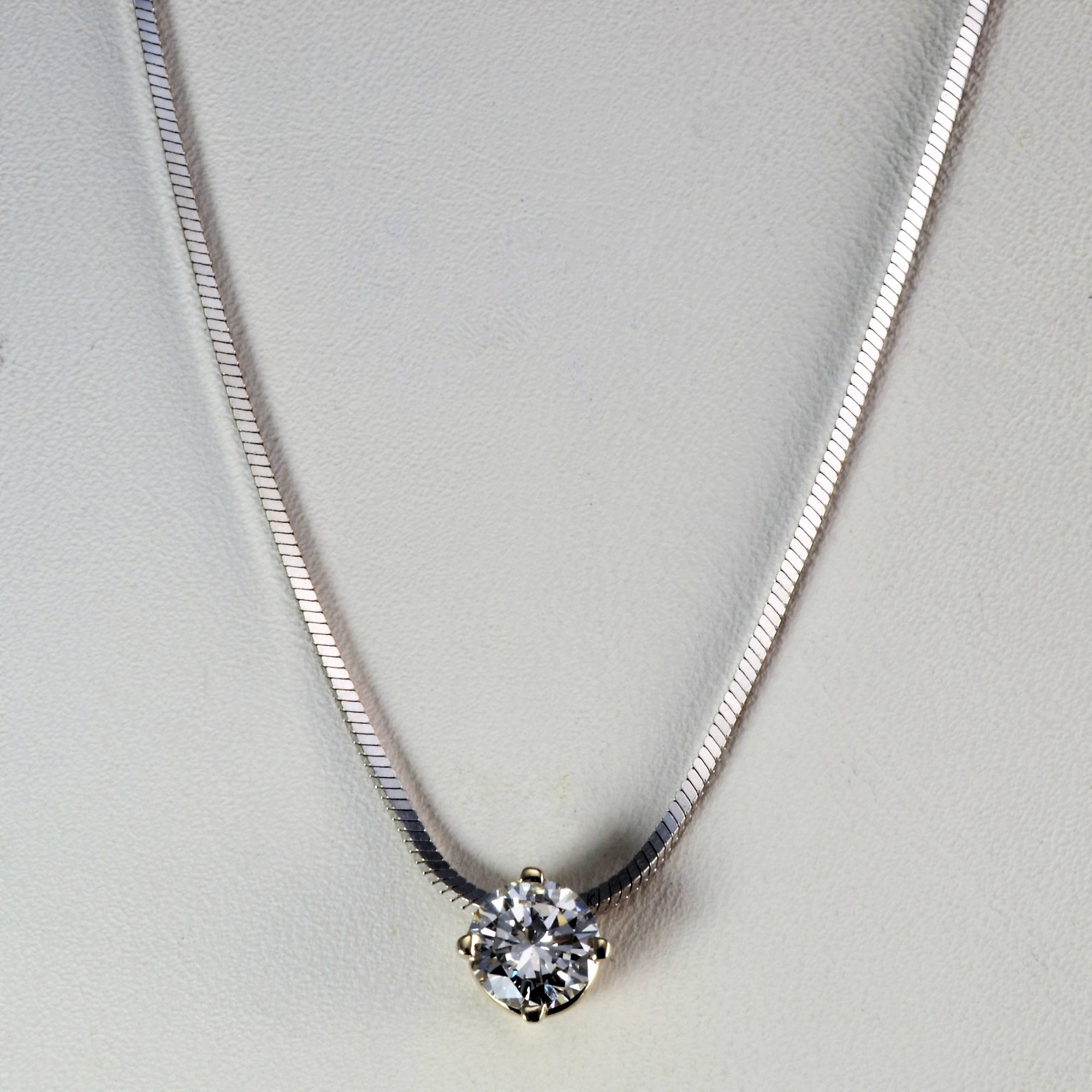 Solitaire Diamond Pendant Necklace | 0.75 ct, 16''|