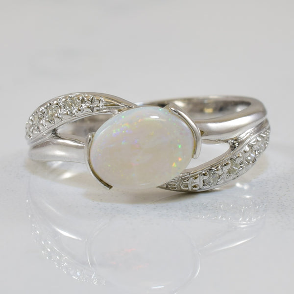 Opal & Diamond Split Shank Bypass Ring | 0.55ct, 0.08ctw | SZ 6.5 |